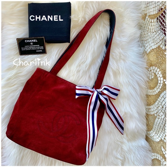 CHANEL Handbags - RESERVED!! ❌ CHANEL 🌹 CC Embossed Red Suede Bag